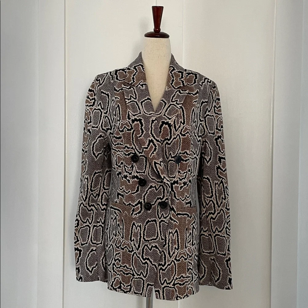 CAbi Python Double Breasted Snake Print Notched Lapel Collar Blazer 3733 Size 10